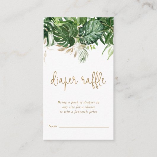 Windeln tropische Vegetation Gold Baby Dusche Begleitkarte (Vorderseite)
