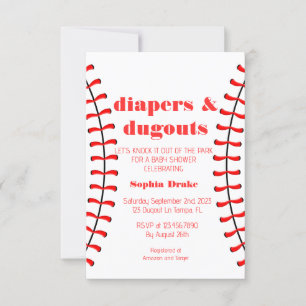 Windeln und Dugouts Baseball Baby Shower laden ein Einladung