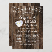 Windeln und Geschenkkarten Babydusche Einladung (Vorne/Hinten)