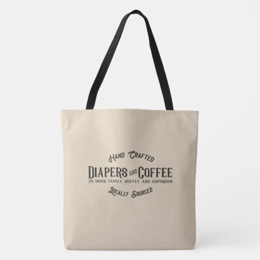 Windeln und Kaffee Ironic Funny Retro Restaurant Tasche (Vorderseite)