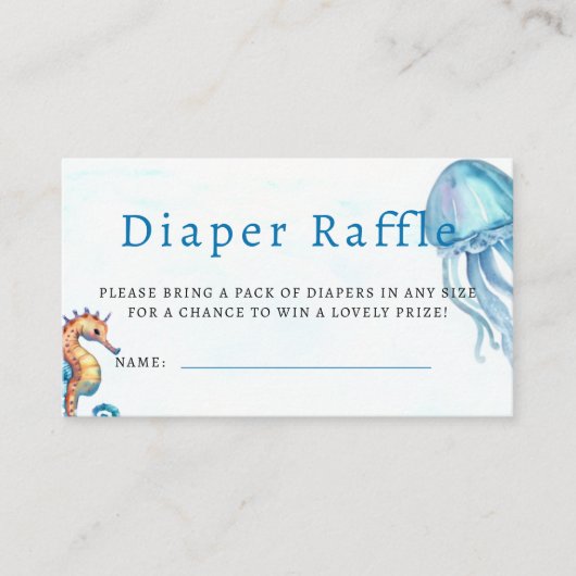 Windeln unter Sea Horse Blue Boy Babydusche Begleitkarte (Vorderseite)