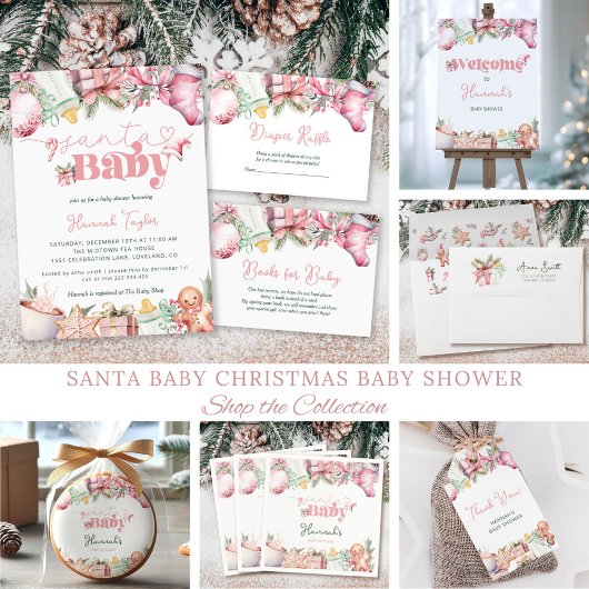 Windeln Weihnachtsdusche Santa Pink Kinderdusche Begleitkarte