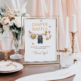 Windelpumpe Raffle Pumpkin Rustic Fall Baby Dusche Poster