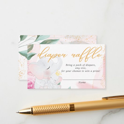 Windelraffinerie Elephant Girl Dusche Begleitkarte (Vorderseite/Rückseite Beispiel)