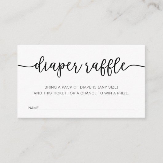 Windelraffle-Karte für Babyparty Begleitkarte (Vorderseite)