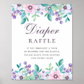 Windelrumpf. Lila Blütenbaby-Duschspiel Poster (Vorne)