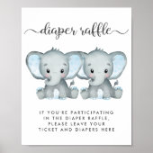 Windelrutsche Elephant Twin Baby Boys Dusche Poster (Vorne)