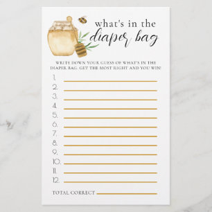 Windeltasche Baby Shower Ratespiel Bienen Thema