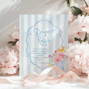 Windelverlosung Whimsical Blue Streifen Babydusche Poster