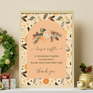 Windelverlosungsschild Winterzitrone Babyparty  Poster