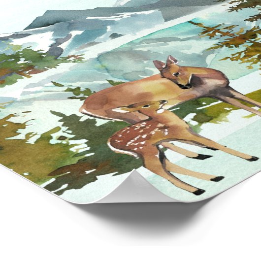 Windelwanne Rustikale Hirschsäulendusche Poster (Ecke)