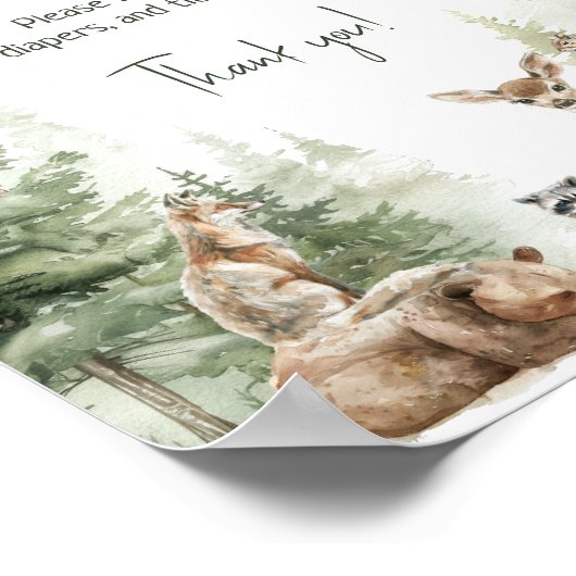 Windelwindeln-Raffelzeichen für Waldtiere Poster (Ecke)