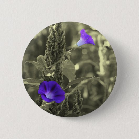 Winden-Schwarz-weißer Blumen-Knopf Button (Vorderseite)