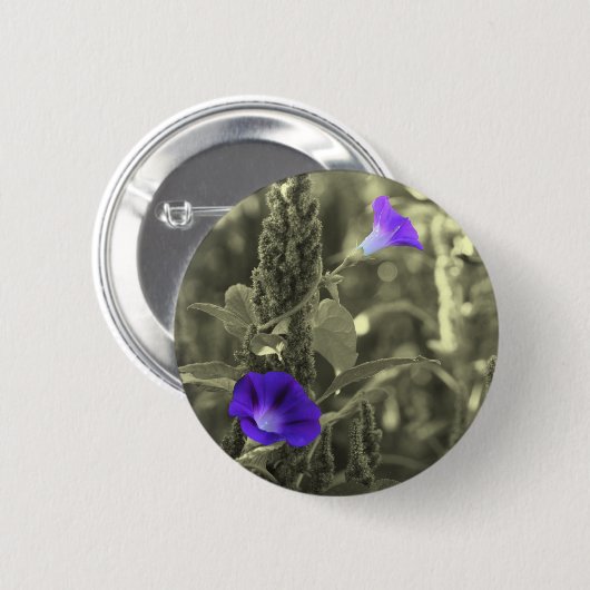 Winden-Schwarz-weißer Blumen-Knopf Button (Vorne & Hinten)