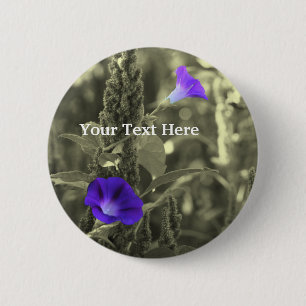 Winden-Schwarzweiss-Blumen-Knopf Button