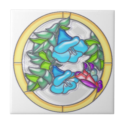 Winden und Kolibri-Buntglas Fliese (Vorderseite)