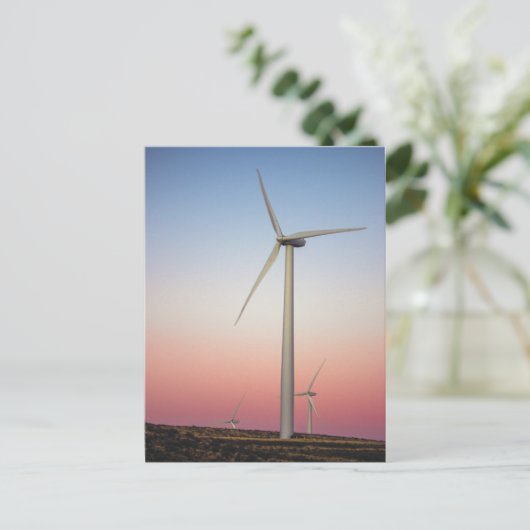 Windenergie in der Dämmerung Postkarte (Stehend Vorderseite)