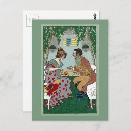 Windgarn mit Vintagem Jugendstil Postkarte (Vorne/Hinten)