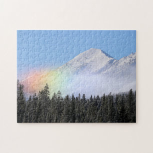 Windgeblasener Bergschnee Regenbogen Puzzle