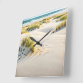 Windgekehrter Sand und Dünengras Quadratische Wanduhr (Winkel)