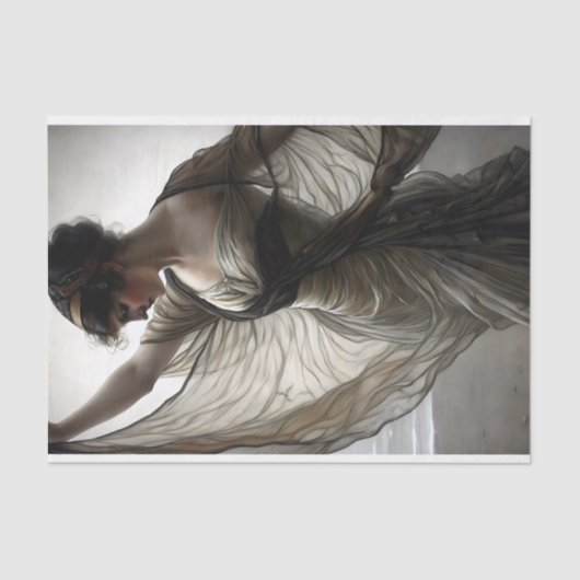 Windgekehrter Tänzer am Meer in taupe decoupage Seidenpapier (Vorderseite)