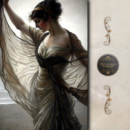 Windgekehrter Tänzer am Meer in taupe decoupage Seidenpapier