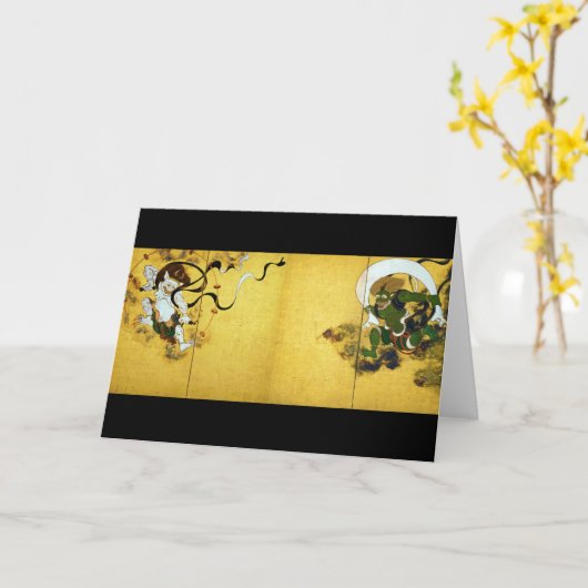 Windgott und Donnergott, Tawaraya Sotatsu Karte (Gelbe Blume)