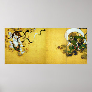 Windgott und Donnergott, Tawaraya Sotatsu Poster