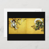 Windgott und Donnergott, Tawaraya Sotatsu Postkarte (Vorne/Hinten)