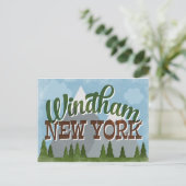 Windham New York Fun Retro Snowy Mountains Postkarte (Stehend Vorderseite)
