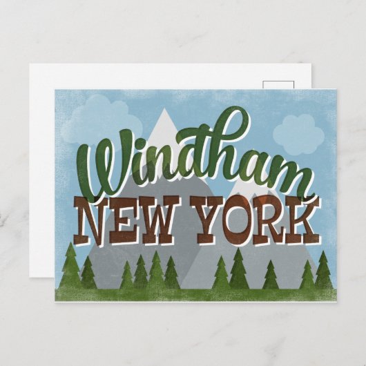 Windham New York Fun Retro Snowy Mountains Postkarte (Vorne/Hinten)