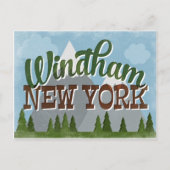 Windham New York Fun Retro Snowy Mountains Postkarte (Vorderseite)