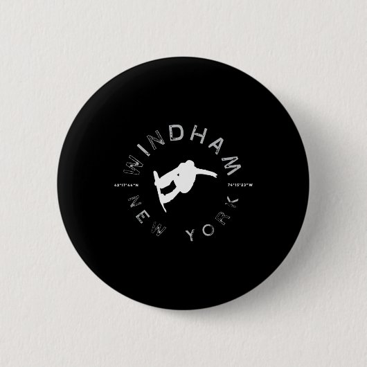 Windham New York Vintag Retro Snowboarding Button (Vorderseite)