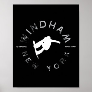 Windham New York Vintag Retro Snowboarding Poster