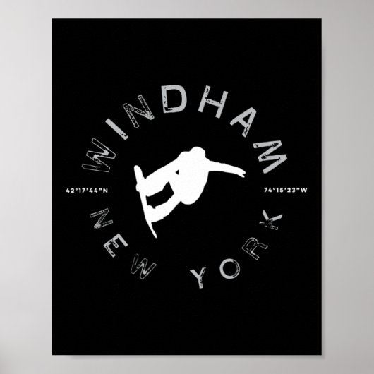 Windham New York Vintag Retro Snowboarding Poster (Vorne)