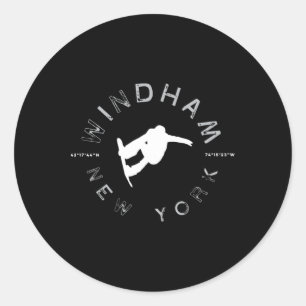Windham New York Vintag Retro Snowboarding Runder Aufkleber