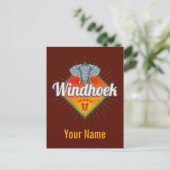 Windhoek Namibia Retro-Elefant Vintage Afrika Postkarte (Stehend Vorderseite)