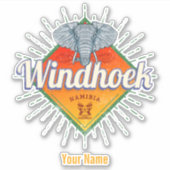 Windhoek Namibia Retro Elephant Vintag Africa Aufkleber (Vorderseite)