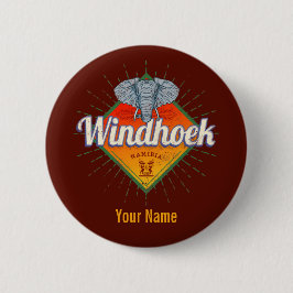 Windhoek Namibia Retro Elephant Vintag Africa Button
