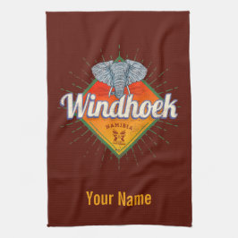 Windhoek Namibia Retro Elephant Vintag Africa Geschirrtuch