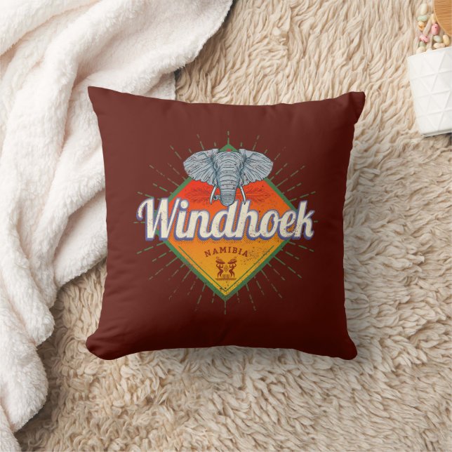 Windhoek Namibia Retro Elephant Vintag Africa Kissen (Decke)