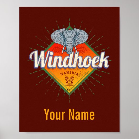 Windhoek Namibia Retro Elephant Vintag Africa Poster (Vorne)