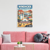 Windhoek Namibia Retro-Reiseposter-Kunst Leinwanddruck (Insitu (Wohnzimmer))