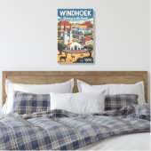 Windhoek Namibia Retro-Reiseposter-Kunst Leinwanddruck (Insitu (Schlafzimmer))