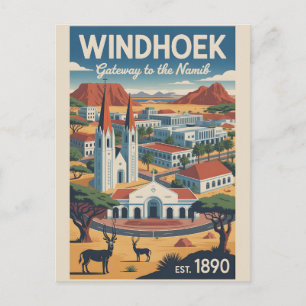 Windhoek Namibia Retro-Reiseposter-Kunst Postkarte
