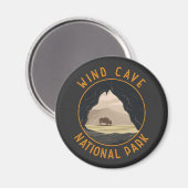 Windhöhle Nationalpark Retro Distressed Circle Magnet (Vorderseite/Rückseite)