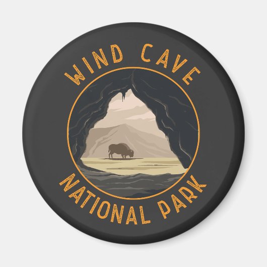 Windhöhle Nationalpark Retro Distressed Circle Magnet (Vorne)