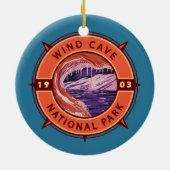 Windhöhle Nationalpark Retro Kompass Emblem Keramik Ornament (Hinten)