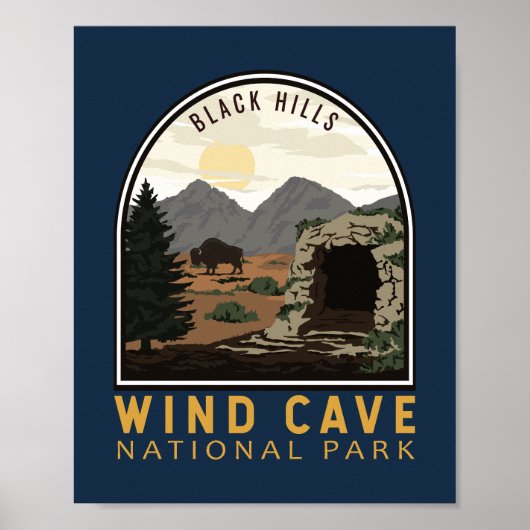 Windhöhle Nationalpark Schwarze Berge Vintages Emb Poster (Vorne)