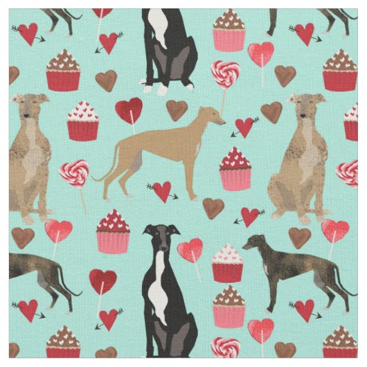 Windhound-Valentine-Minze-Liebe Stoff (Nahaufnahme)